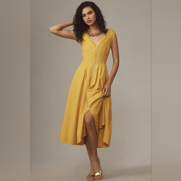 Anthropologie Elegant Yellow Sleeveless Dress - Picture 1 of 11